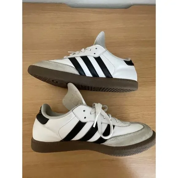 Adidas Samba OG White Black Gum Sneakers Leather Men 7 Women 8 - Picture 10 of 12